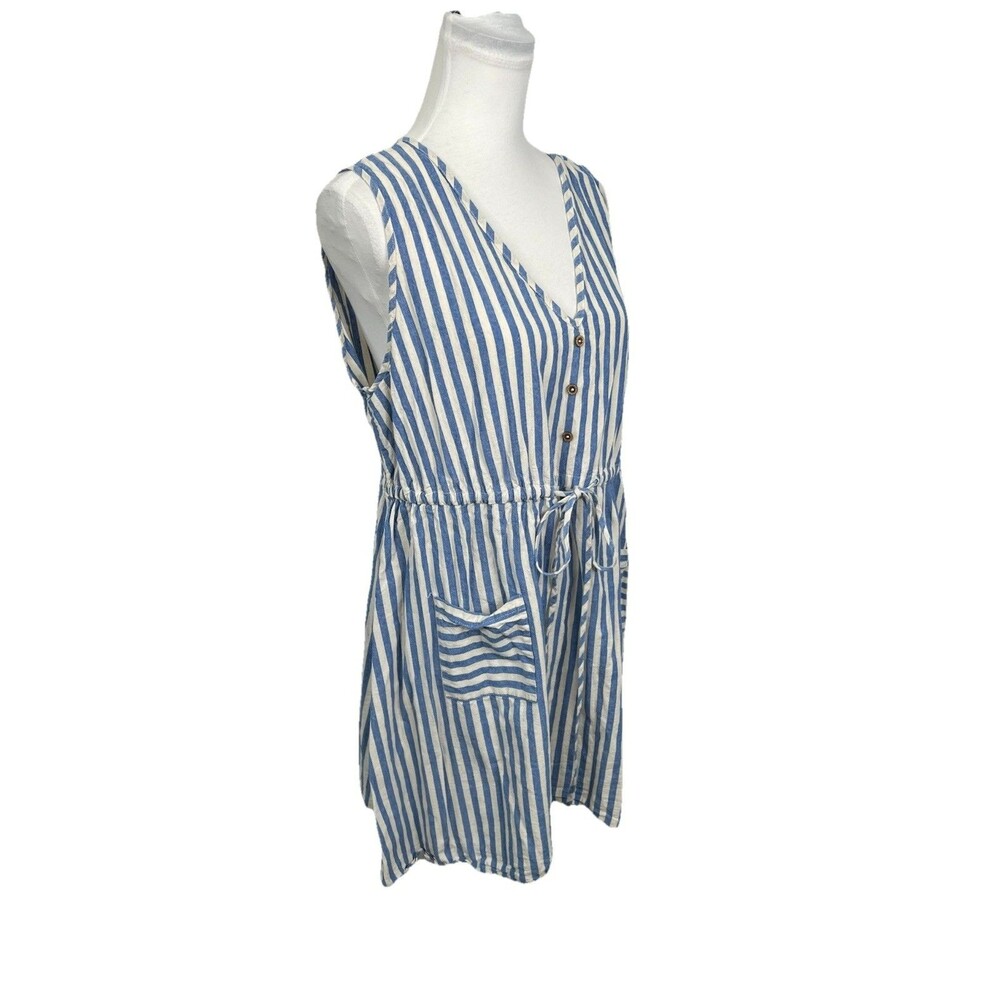 Shein Curve Sundress Plus Sz 2XL Chambray Blue & White Stripe V Neck Sleeveless - Picture 3 of 9